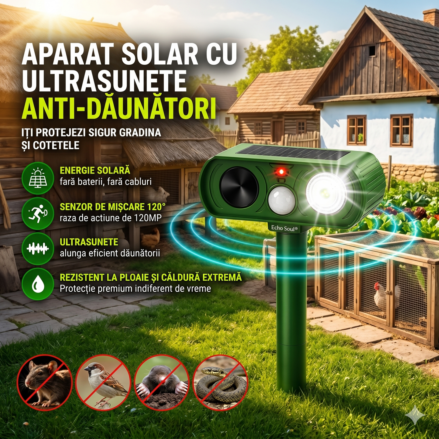 1+1 GRATIS Aparat solar anti-dăunători StopDăunători