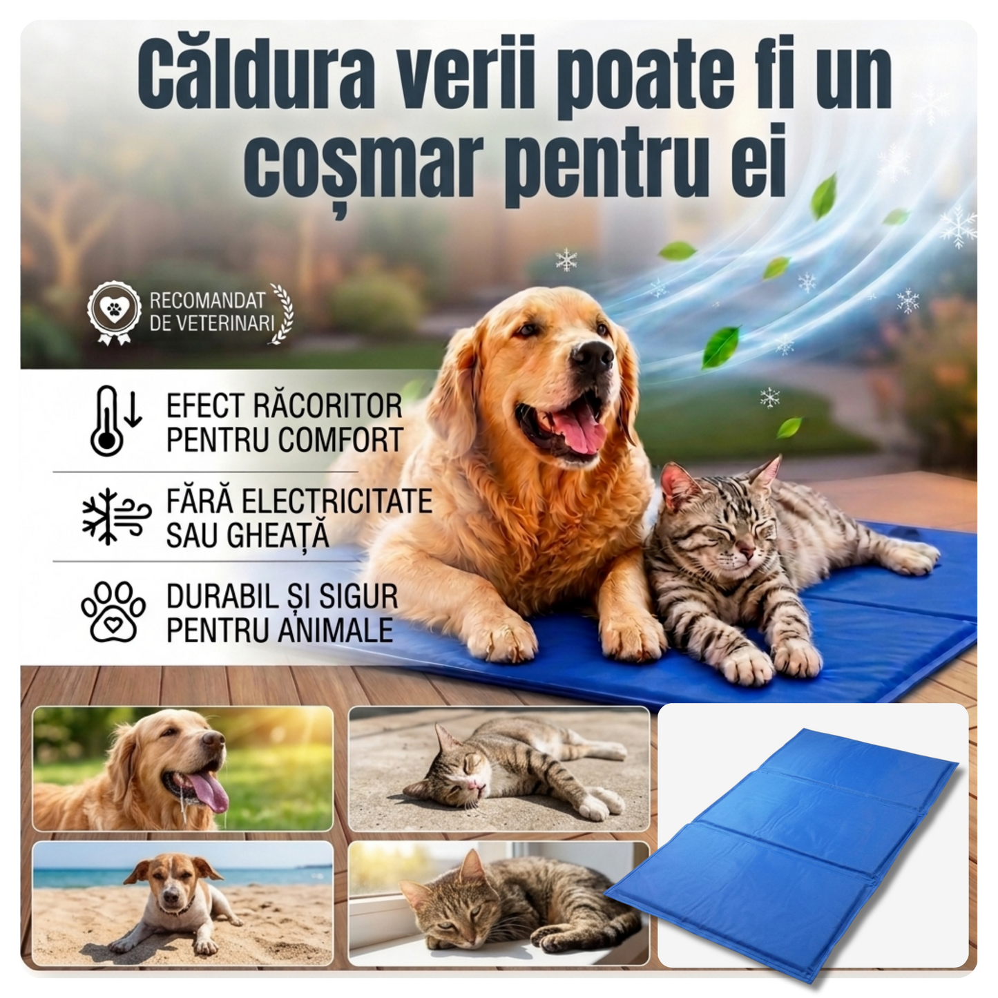 Covoraș răcoros cu gel pentru animale BlănoșiiReci