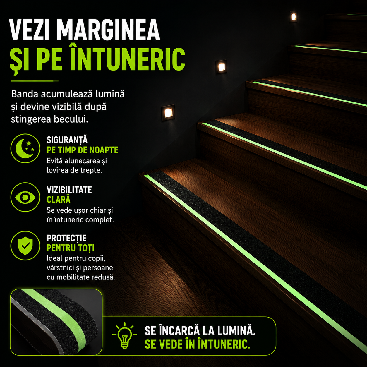 Bandă Antiderapantă Luminoasă Luvia™